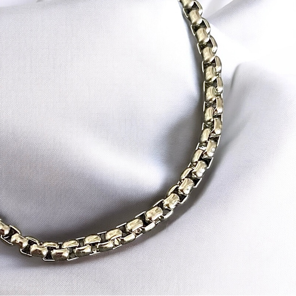 Box chain Stainless Steel 8.3 inch long and 4mm width bracelet - Silver - Picture 2 of 8